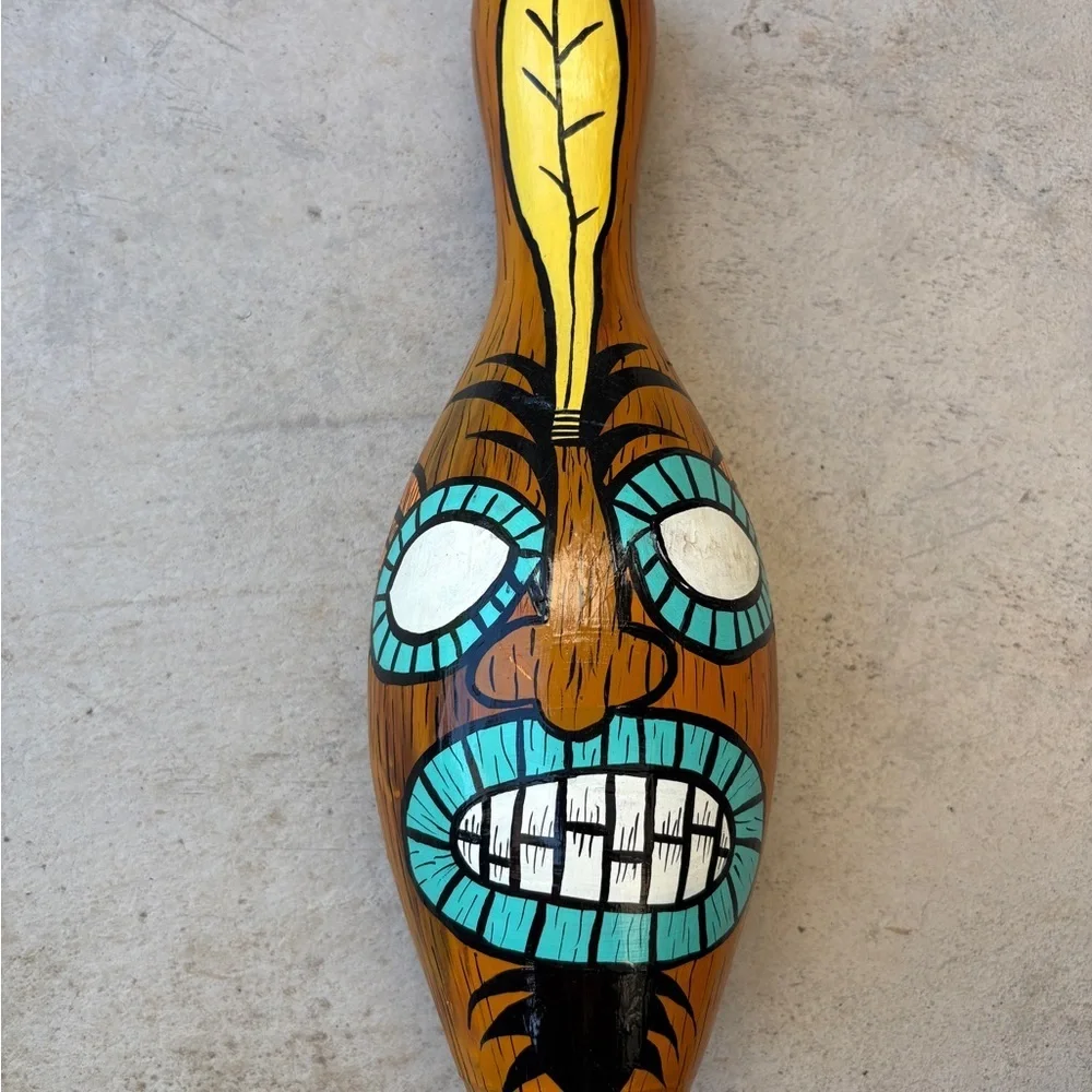 Hand-Painted Tiki Art Sculpture– Outsider Art Folk Decor